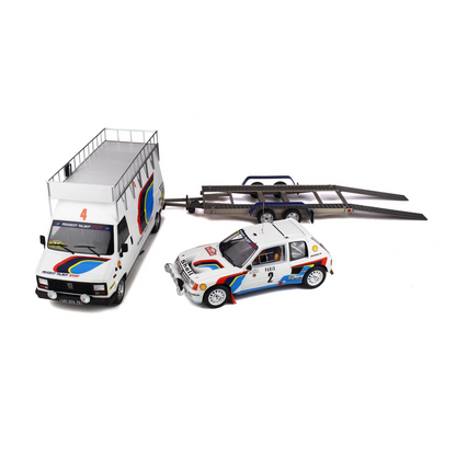 PEUGEOT 205 TURBO T16 #2 1ER MONTECARLO 1985 J5 REMORQUE OTTO MOBILE OT328 1/18