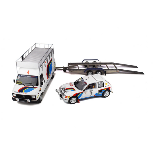 PEUGEOT 205 TURBO T16 #2 1ER MONTECARLO 1985 J5 REMORQUE OTTO MOBILE OT328 1/18
